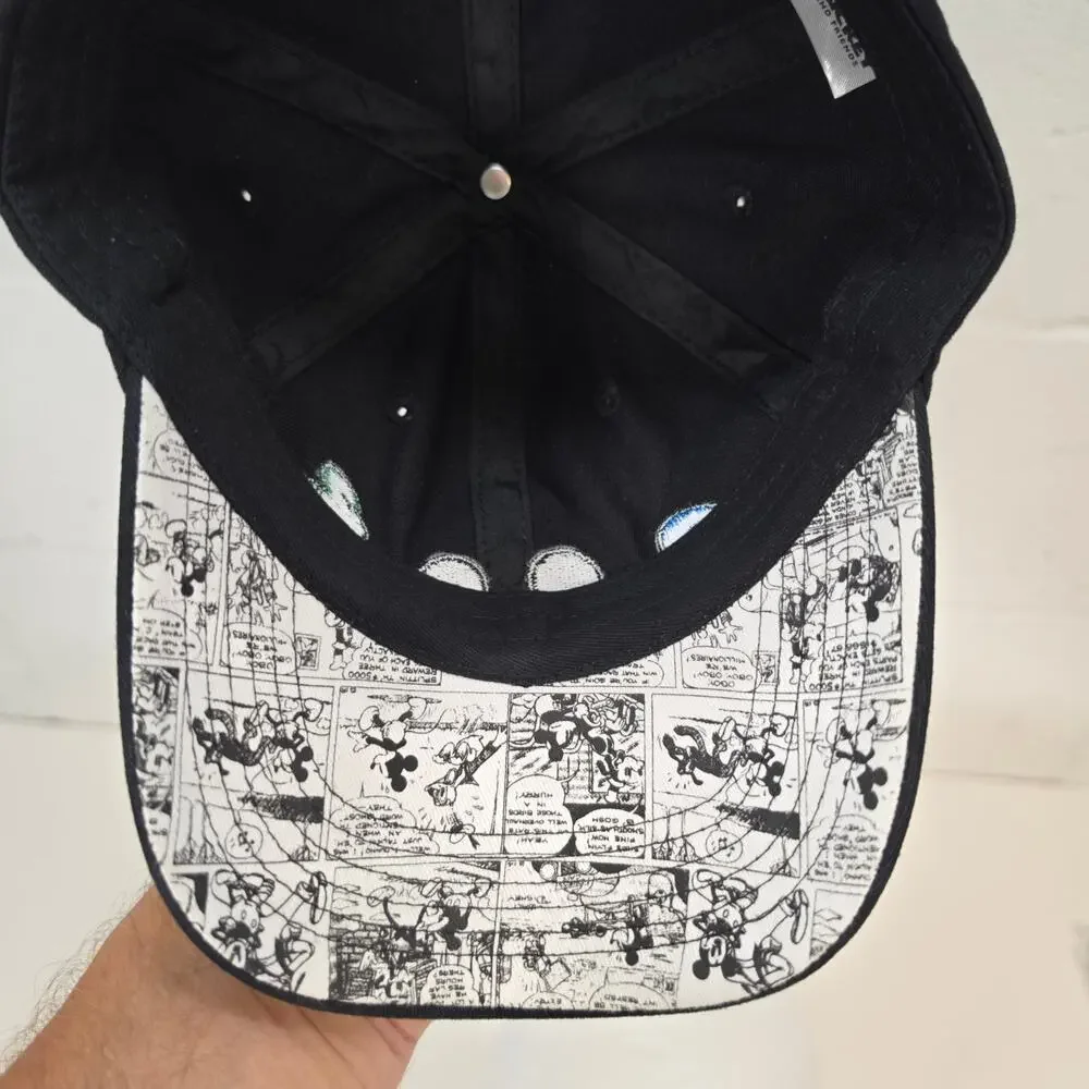 Disney Mickey & Friends Dad Hat Black Mickey Donald Goofy Adjustable Strap Cap